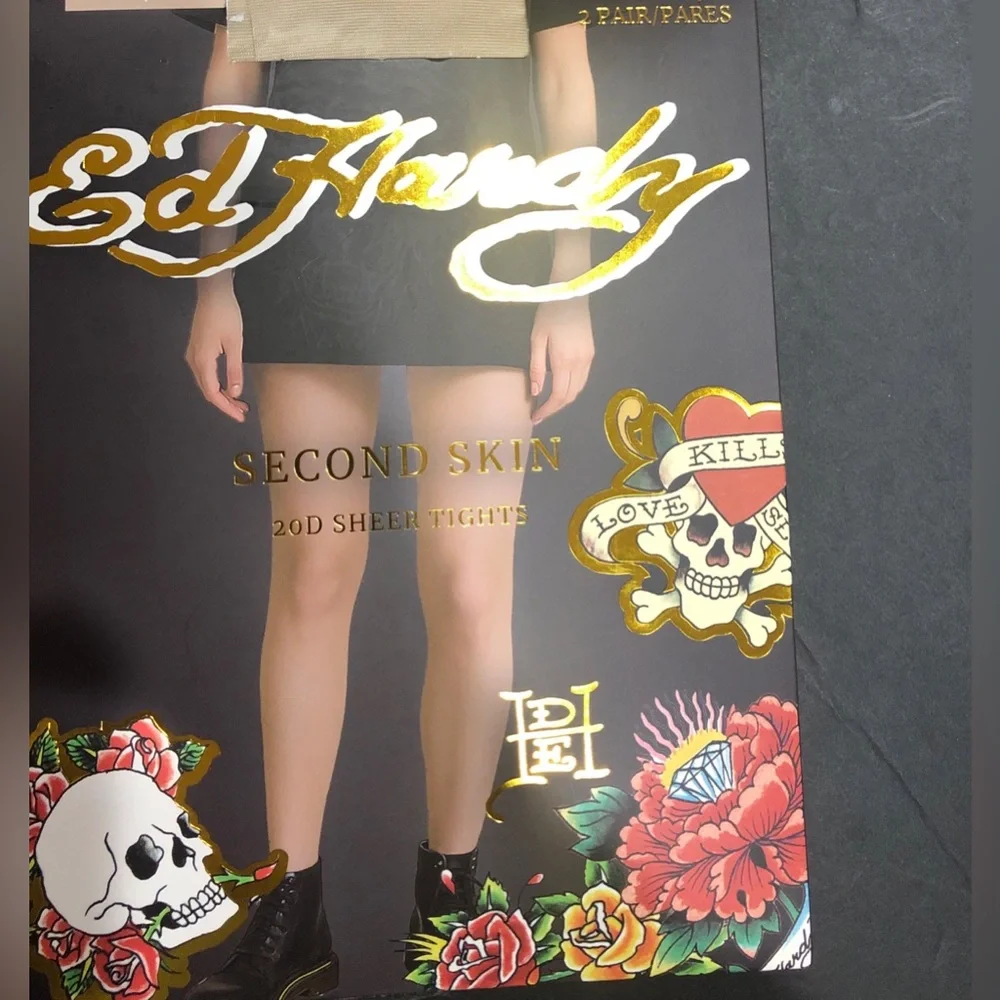 Ed Hardy second skin 20D sheer tights in Nude size XL/XXL brand new 2 pairs‎